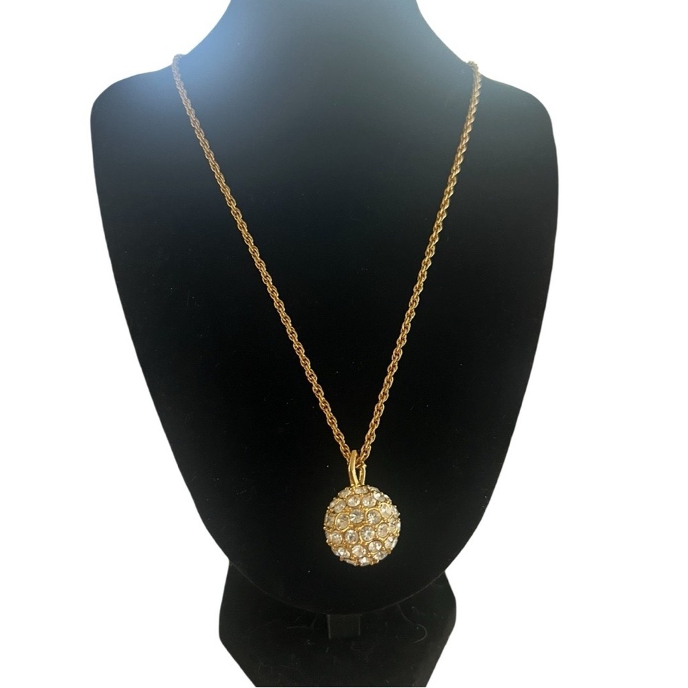 Golden Dome Vintage Pendant Necklace Goldtone